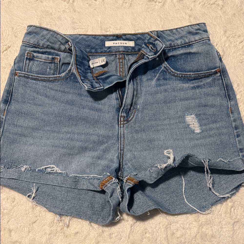 PacSun Light Blue Distressed Jean Shorts